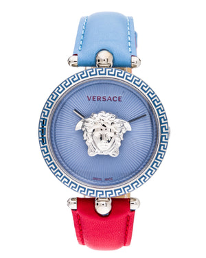 Versace Palazzo Empire Blue Dial Blue & Red Leather Strap Watch for Women - VCO070017 Buy Now By Versace