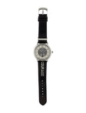 Versace V-Circle Black Manifesto Courage Quartz Silver Dial Black Leather Strap Watch for Men - VBQ080017 Buy Now By Versace