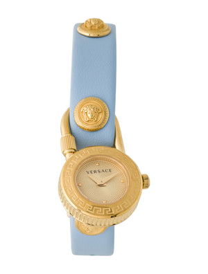 Versace Medusa Lock Icon Quartz White Dial Blue Leather Strap Watch for Women - VEDW00419 Buy Now By Versace