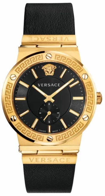 Versace Greca Black Dial Black Leather Strap Watch for Men - VEVI00220 Buy Now By Versace