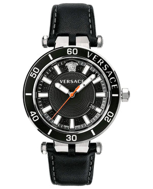 Versace Greca Sport Quartz Black Dial Black Leather Strap Watch For Men - VEZ300221 Buy Now By Versace
