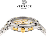 Versace Greca Chronograph White Dial Two Tone Steel Strap Watch For Men - VEZ900321 Buy Now By Versace
