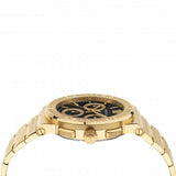 Versace Greca Chronograph Black Dial Gold Steel Strap Watch For Men - VEZ900421 Buy Now By Versace