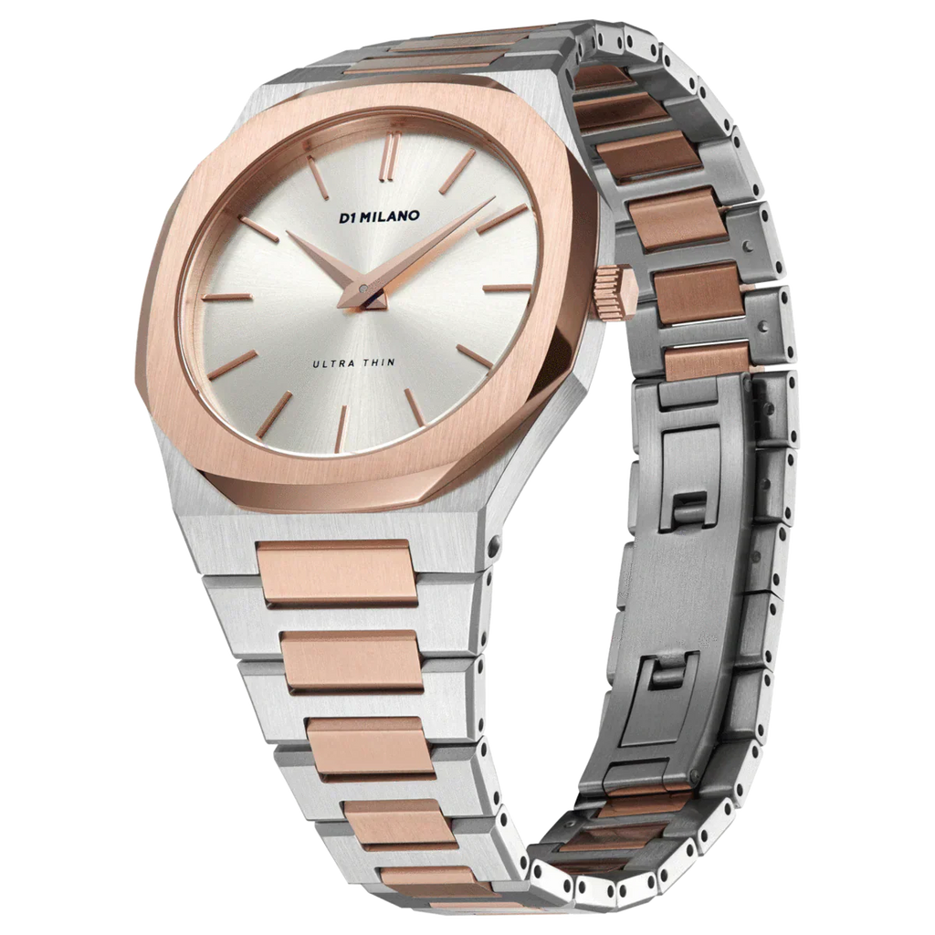 D1 Milano Ultra Thin Silver Dial Two Tone Strap Watch for Women - D1-UTBJ01 Authentic Buy Shop Now