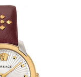 Versace Audrey Quartz Silver Dial Red Leather Strap Watch for Women - VELR00219 Buy Now By Versace