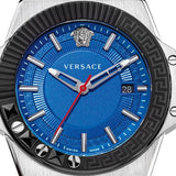 Versace Chain Reaction Quartz Blue Dial Blue & Black Leather Strap Watch for Men - VEDY00119 Buy Now By Versace