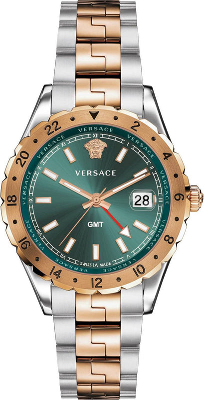 Versace Hellenyium GMT Green Dial Two Tone Steel Strap Watch for Men - V11050015 Buy Now By Versace