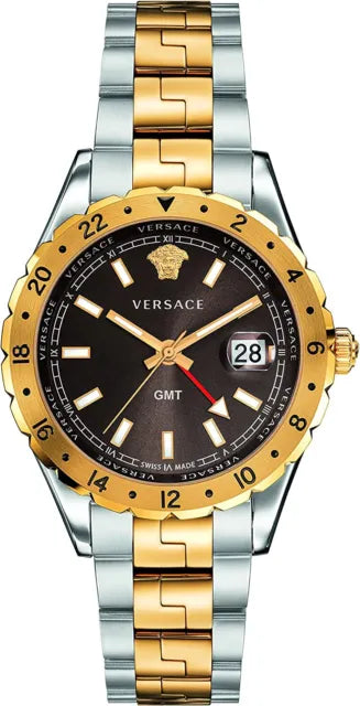 Versace Hellenyium GMT Black Dial Two Tone Steel Strap Watch for Men - V11040015 Buy Now By Versace