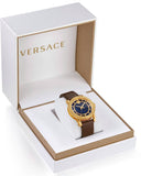 Versace Code Quartz Blue Dial Brown Leather Strap Watch For Men - VEPO00220 Buy Now By Versace