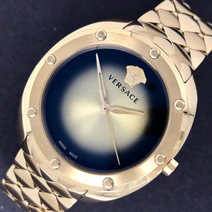 Versace Shadov Quartz Gold Dial Gold Steel Strap Watch for Women - VEBM00618 Buy Now By Versace