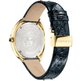 Versace Shadov Quartz Gold Dial Black Leather Strap Watch for Women - VEBM01118 Buy Now By Versace