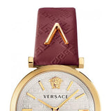 Versace V-Twist Silver Dial Red Leather Strap Watch for for Women - VELS00519 Buy Now By Versace