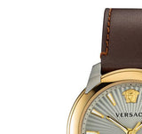 Versace V-Urban Quartz Grey Dial Brown Leather Strap Watch for Men - VELQ00219 Buy Now By Versace