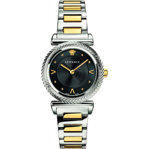 Versace V-Motif Black Dial Two Tone Steel Strap Watch for Women - VERE00518 Buy Now By Versace