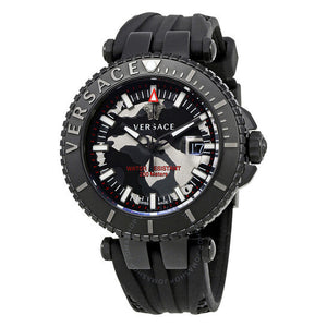 Versace V-Race Diver Black Dial Black Rubber Strap Watch for Men - VAB050016 Buy Now By Versace
