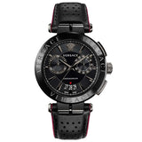 Versace V-Racer Aion Chronograph Black Dial Black Leather Strap Watch for Men - VBR030017 Buy Now By Versace