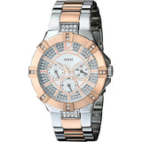 Guess Vista Analog Diamonds Silver Dial Two Tone Steel Strap Watch for Women - W0024L1 Buy Now By Guess