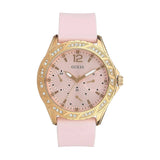 Guess Sparkling Diamonds Pink Dial Pink Rubber Strap Watch for Women - W0032L9 Buy Now By Guess
