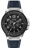 Guess Indovina Quartz Black Dial Black Leather Strap Watch For Men - W0040G9 Buy Now By Guess