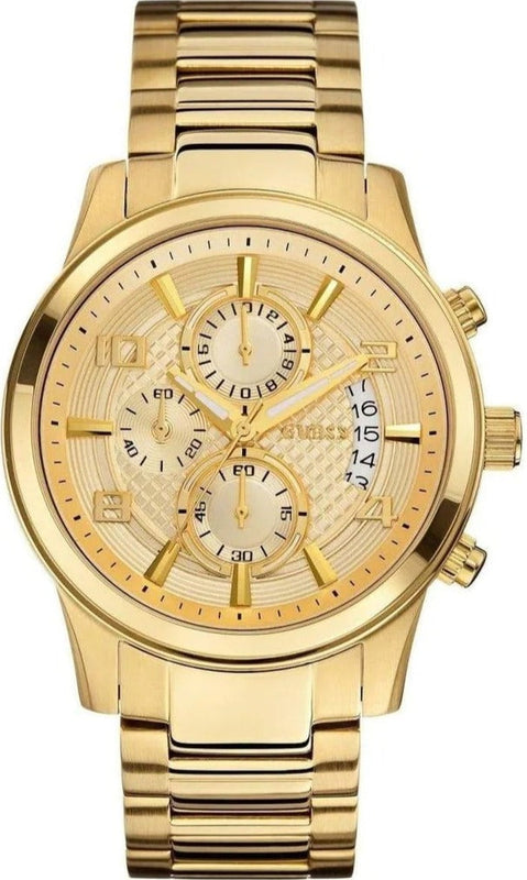 Guess Analog Chronograph Gold Dial Gold Steel Strap Watch for Men - W0075G5 Buy Now By Guess