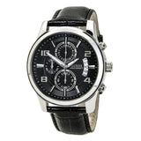 Guess Exec Chronograph Quartz Black Dial Black Leather Strap Watch for Men - W0076G1 Buy Now By Guess