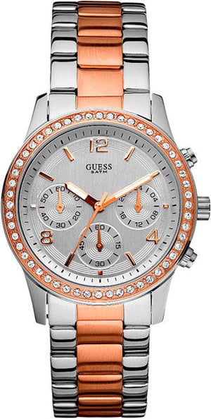 Guess Mini Spectrum Quartz Silver Dial Two Tone Steel Strap Watch For Women - W0122L1 Buy Now By Guess