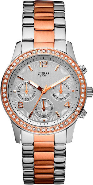 Guess Mini Spectrum Quartz Silver Dial Two Tone Steel Strap Watch For Women - W0122L1 Buy Now By Guess