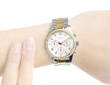 Guess Mini Spectrum Analog Silver Dial Two Tone Steel Strap Watch For Women - W0122L2 Buy Now By Guess
