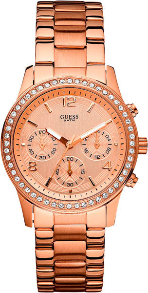 Guess Mini Spectrum Quartz Rose Gold Dial Rose Gold Steel Strap Watch For Women - W0122L3 Buy Now By Guess
