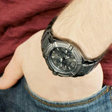 Guess Rigor Multifunction Black Dial Black Steel Strap Watch For Men - W0218G1 Buy Now By Guess