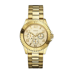 Guess BFF Multifunction Gold Dial Gold Steel Strap Watch for Men - W0231L2 Buy Now By Guess
