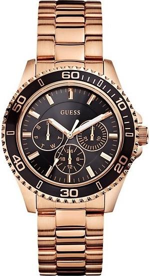 Guess BFF Multifunction Black Dial Rose Gold Steel Strap Watch for Women - W0231L7 Buy Now By Guess