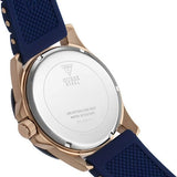 Guess Oasis Blue Dial Blue & Rose Gold Stainless Steel Strap Watch For Men - W0366G4 Buy Now By Guess