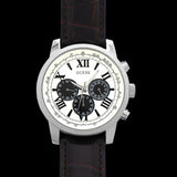 Guess Chronograph Quartz White Dial Brown Leather Strap Watch For Men - W0380G1 Buy Now By Guess