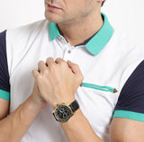 Guess Horizon Chronograph Quartz Black Dial Black Leather Strap Watch For Men - W0380G7 Buy Now By Guess