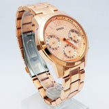 Guess Mini Sunrise Chronograph Quartz Rose Gold Dial Rose Gold Steel Strap Watch For Women - W0448L3 Buy Now By Guess