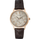 Guess Wafer Quartz Beige Dial Brown Leather Strap Watch For Men - W0496G1 Buy Now By Guess