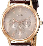 Guess Wafer Quartz Beige Dial Brown Leather Strap Watch For Men - W0496G1 Buy Now By Guess