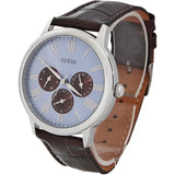 Guess Wafer Analog Blue Dial Brown Leather Strap Watch For Men - W0496G2 Buy Now By Guess