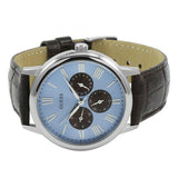 Guess Wafer Analog Blue Dial Brown Leather Strap Watch For Men - W0496G2 Buy Now By Guess