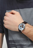Guess Wafer Analog Blue Dial Brown Leather Strap Watch For Men - W0496G2 Buy Now By Guess