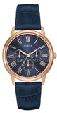Guess Analog Blue Dial Blue Leather Strap Watch For Men - W0496G4 Buy Now By Guess