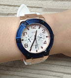 Guess Jet Setter White Dial White Rubber Strap Watch for Women - W0564L1 Buy Now By Guess