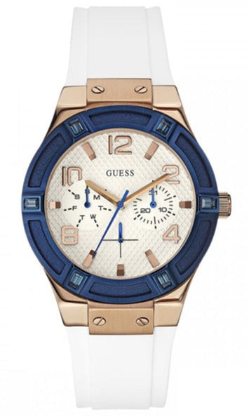 Guess Jet Setter White Dial White Rubber Strap Watch for Women - W0564L1 Buy Now By Guess