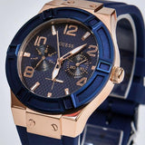 Guess Jet Setter Analog Quartz Blue Dial Blue Rubber Strap Watch For Women - W0571L1 Buy Now By Guess