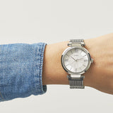 Guess Soho Silver DIal Stainless Steel Mesh Bracelet Watch For Women - W0638L1 Buy Now By Guess