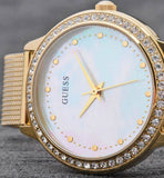 Guess Chelsea Mother of Pearl White Dial Gold Mesh Strap Watch For Women - W0647L3 Buy Now By Guess