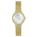 Guess Chelsea Mother of Pearl White Dial Gold Mesh Strap Watch For Women - W0647L3 Buy Now By Guess