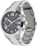 Guess Atlas Chronograph Black Dial Silver Steel Strap Watch For Men - W0668G3 Buy Now By Guess