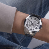 Guess Atlas Chronograph Silver Dial Silver Steel Strap Watch For Men - W0668G7 Buy Now By Guess